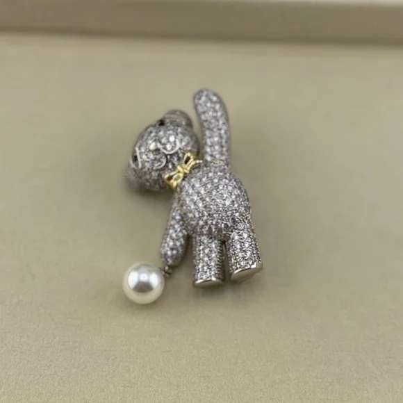 Anthropologie Silver and Gold Bear Brooch - Picture 3 of 5